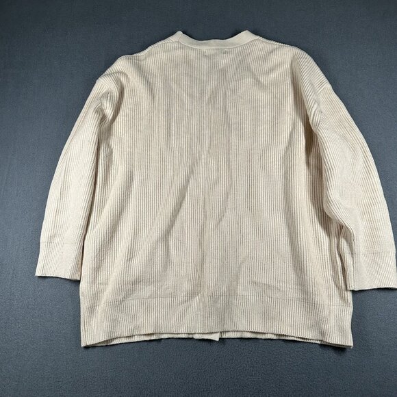 Lillusory Cardigan Sweater Womens Large Beige Button Front Ribbed Knit Pullover - Picture 11 of 11